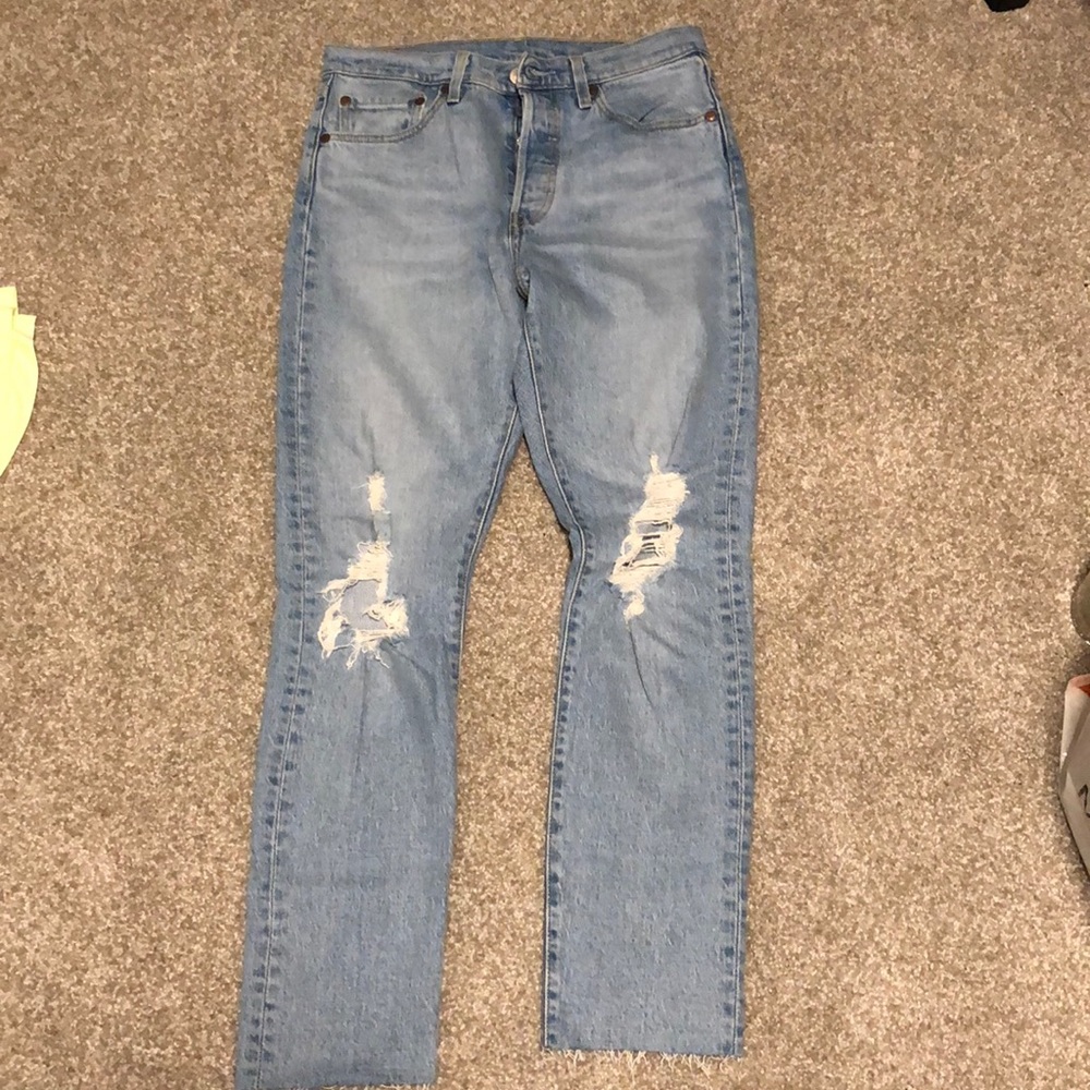 Levi’s 501 skinny cut raw edge denim